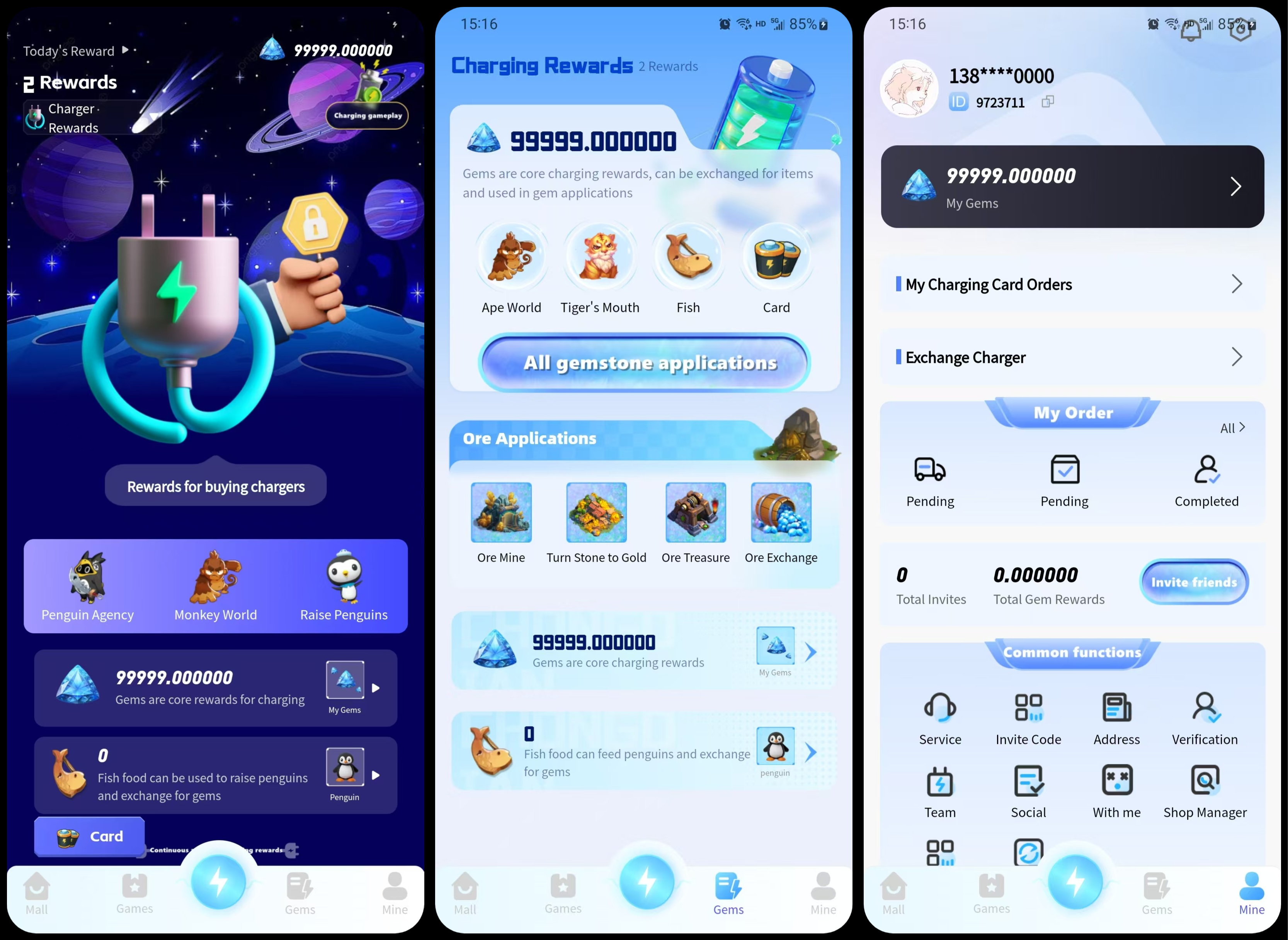 充电零撸挖矿模式+商城组件+多款游戏玩法+人猿大陆+矿石宝藏翻倍乐+盟友堂+乌龟养成（大模型）……