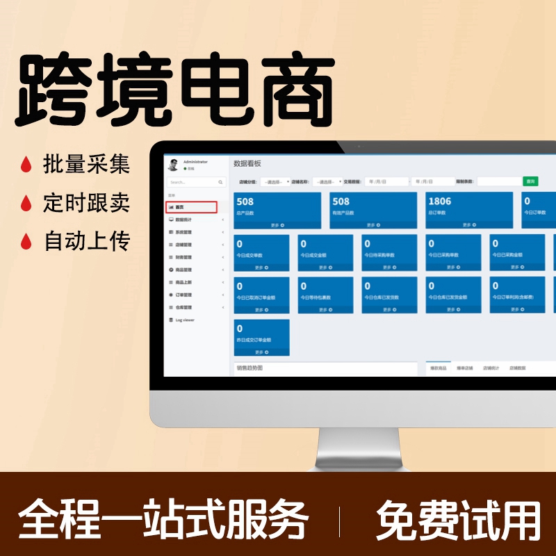 跨境电商系统开发，erp管理系统，对接的lazada shopee