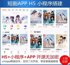 可运营短剧APP/小程序/H5系统搭建 短剧资源正版授权 短剧源码